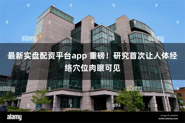 最新实盘配资平台app 重磅！研究首次让人体经络穴位肉眼可见