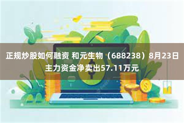 正规炒股如何融资 和元生物（688238）8月23日主力资金净卖出57.11万元